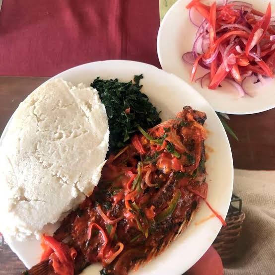 Wet fry + Ugali + Greens